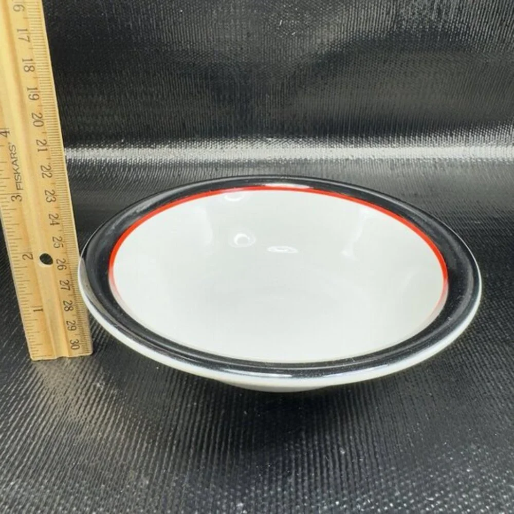 Ranmaru Tuxedo Japan Ceramic Stoneware Black Red White Deep Dish Bowl Set4 Bowls